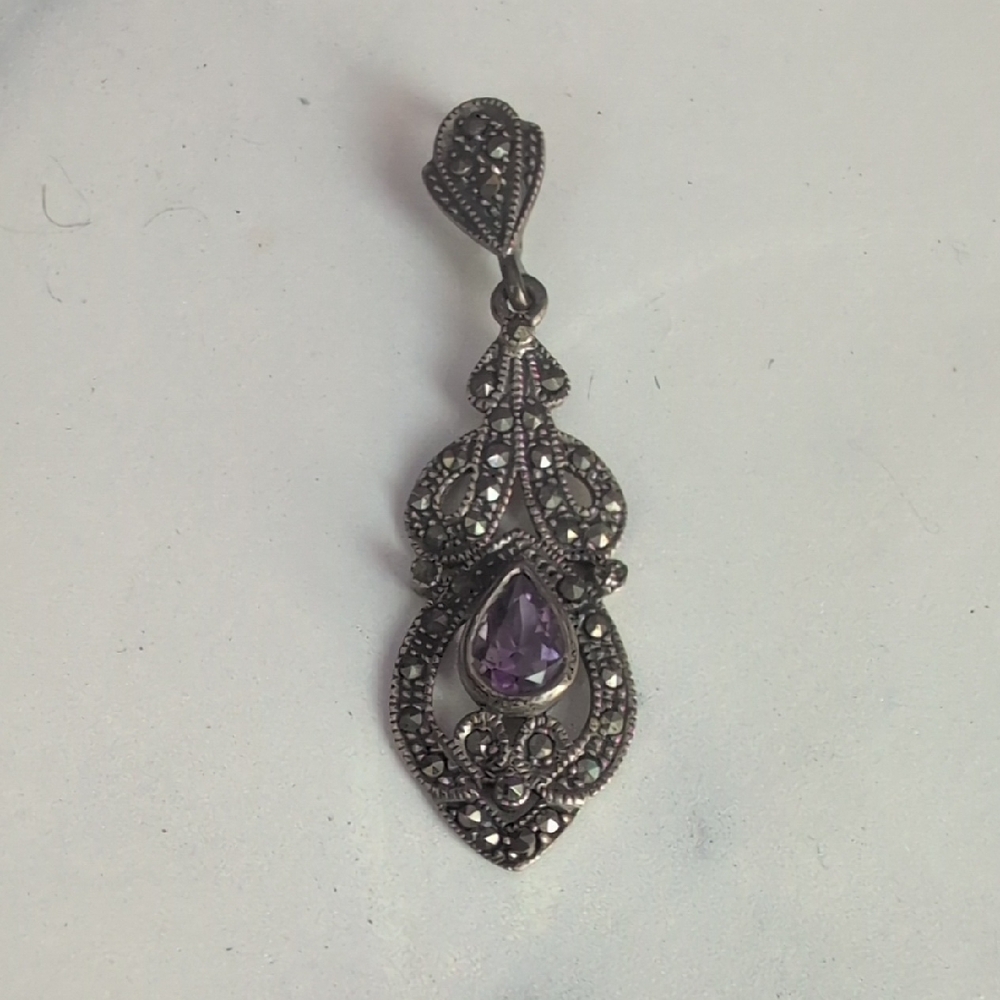 Elegant Silver and Purple Drop Earrings